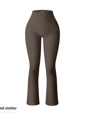 High-Waist Ribbed Flare Leggings - Large